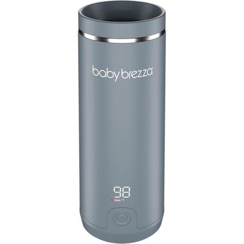 Baby Brezza Portable Warmer – 3X Faster Baby Bottle Warming - Travel Breastmilk and Formula Warmer - Safe, Even Heating - Up to 9oz - No Adapters, Grey