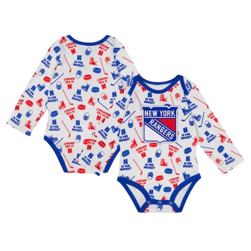 Infant New York Rangers White Quick Learner Long Sleeve Bodysuit
