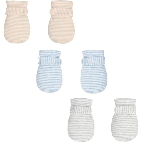 Newborn Baby No Scratch Mittens Stay On, 100% Cotton Breathable, Adjustable Infant Gloves for Baby Boys Girls Mittens