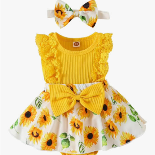 Baby Girl Clothes Newborn Romper Dress Infant Lace Ruffle Sleeveless Summer Outfits with Headband 0-12 Months