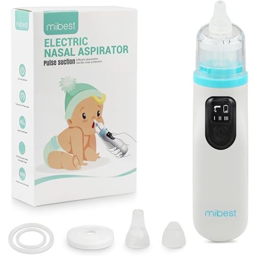 Mibest Nasal Aspirator for Baby - Electric Nose Suction for Baby - Booger Sucker for Toddlers - Electric Baby Nose Sucker with Anti-Backflow Patent - Ergonomic & Quiet - Waterproof Baby Nose Cleaner