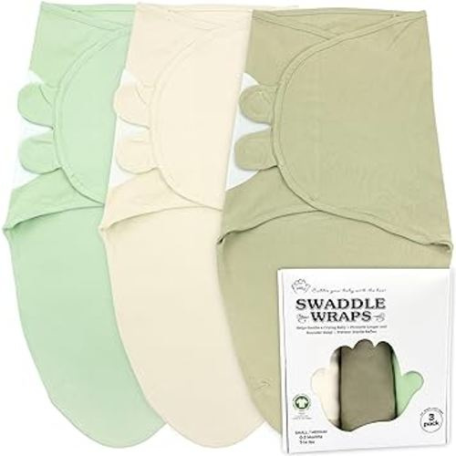 Bublo Baby Swaddles for Newborns – 3-Pack Infant Swaddles 0-3 Months – Adjustable Swaddle Sleep Sack – Soft Organic Cotton Baby Wrap for Safe & Cozy Sleep (Pastel Green)