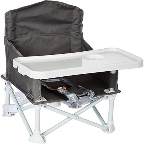 Regalo My Chair 2-in-1 Baby High Chair & Portable Travel Booster Seat, High Chair for Babies & Toddlers, Booster Seat for Kitchen Chair, Oversized Tray with Cup Holder, Gray