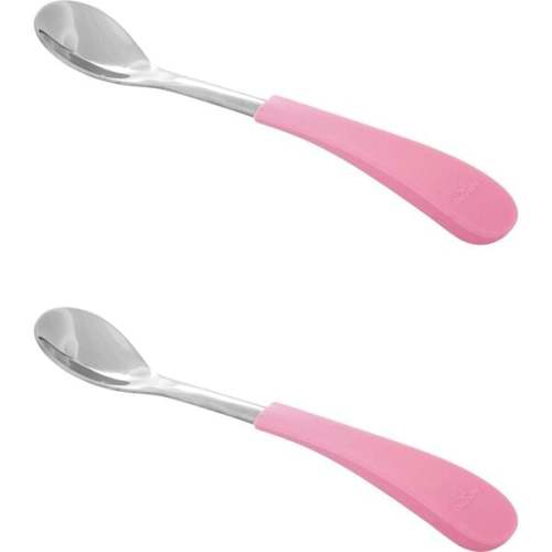 2-Pack Stainless Steel Infant Spoons, Pink - Avanchy | Maisonette
