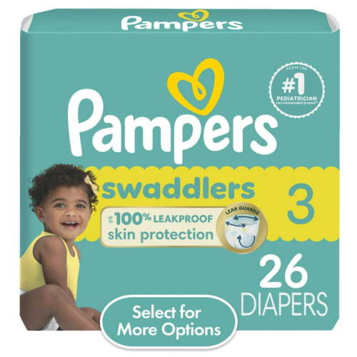 Pampers Swaddlers Diapers, Size 3, 26 Count (Select for More Options)