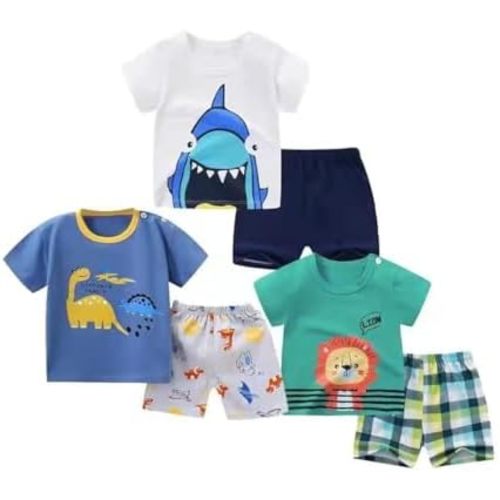 Vagefun Baby Boy Shorts Set - Toddler Summer Clothes with Dinosaur Cotton Tops + Shorts Outfits Clothing 6 Months-4 Year