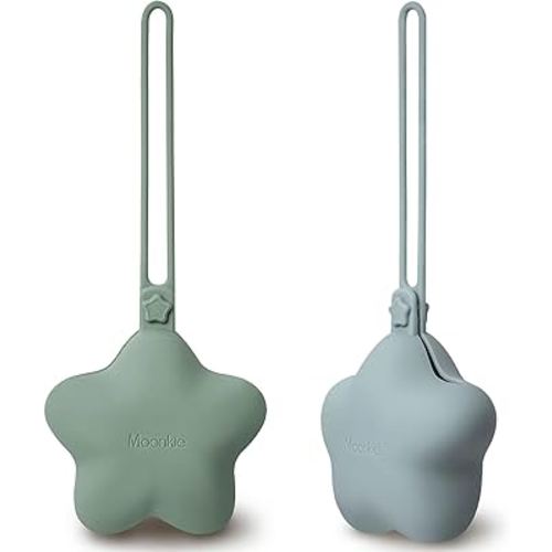 Moonkie Silicone Pacifier Holder Case, Cute Portable Pacifier Storage Case, 2 Pack