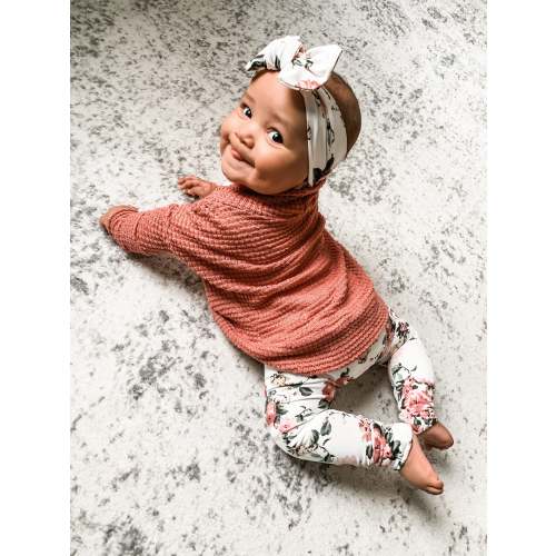 Handmade Baby Girl Outfit / Baby Bubble Cardigan / Photo Outfit / Baby Girl Gift / Handmade Floral Leggings / Cardigan