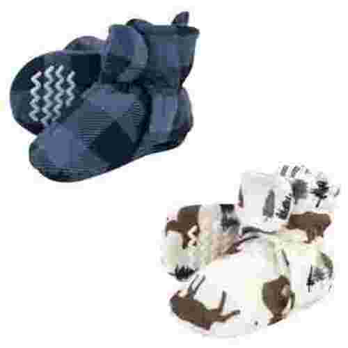 Hudson Baby Infant and Toddler Boy Quilted Booties 2pk, Moose Bear, 6-12 Months