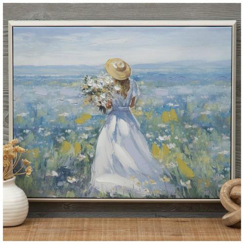 Girl In Flower Field Canvas Wall Decor
