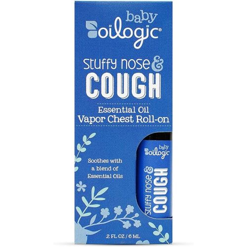 Oilogic Stuffy Nose & Cough Vapor Chest Roll-On Essential Oil for Babies & Toddlers - Gentle Baby Essentials - Pediatrician-Tested & Safe for Babies, 2 Fl Oz