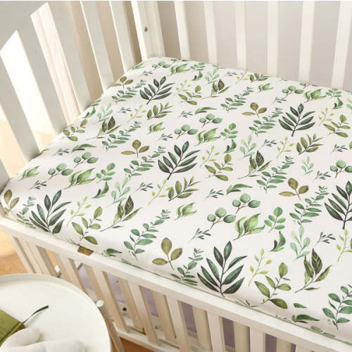Green Leaves Fitted Cot Sheet
