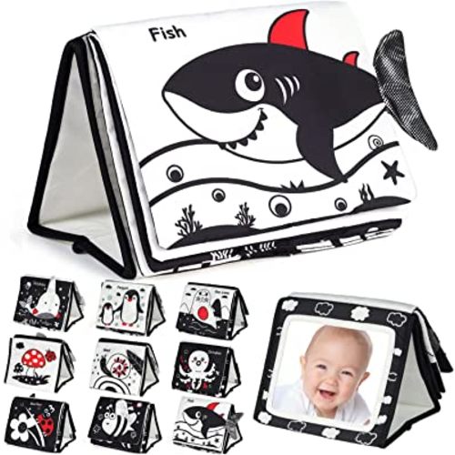 Tummy Time Mirror for Babies - Black and White Tummy Time Toys for Infants - High Contrast Baby Toys for Newborn - Baby Sensory Toys - Best Gift for 0 3 6 9 Months Baby (Tummy Time Mirror)
