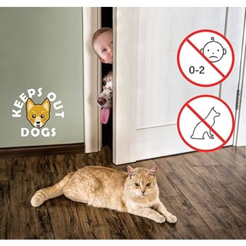 Cat Door Latch Holder,【8 Adjustable Sizes】 Stronger Flex Cat Door Stopper, Keep Door Open 1.5" to 8", Let's Cats in and Keeps Dogs Out of Litter & Food, No Tool Required & No Wall Damage