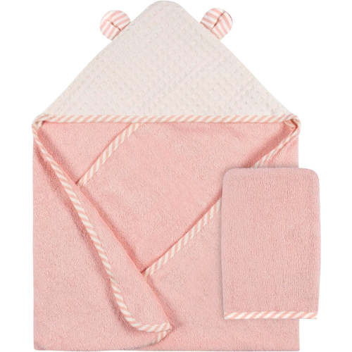 Gerber 2-Pack Baby Girls Hooded Towel And Washcloth Mitt Set - Kitty Floral