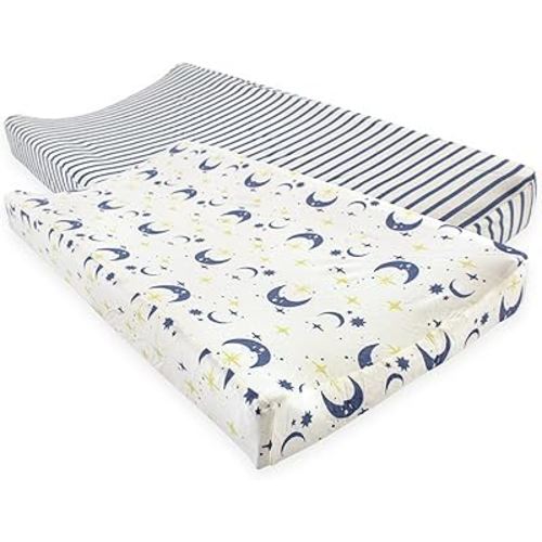Touched by Nature Unisex Baby Organic Cotton Changing Pad Cover, Moon, One Size
