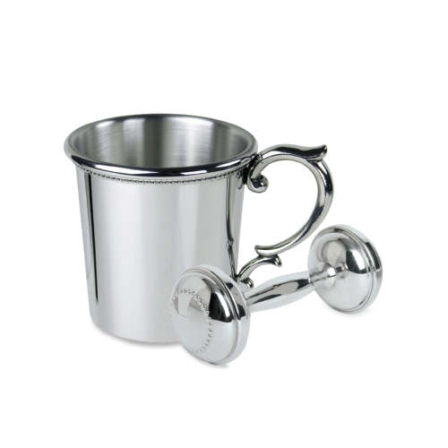 Salisbury Louisiana Pewter Baby Cup & Rattle Set