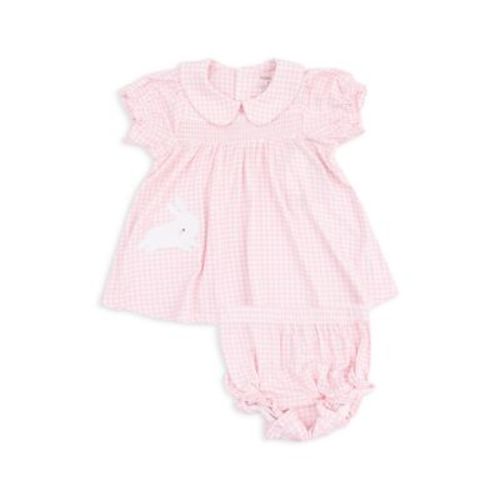 Girls' Mini Gingham Classic Smocked Peter Pan Collar Dress & Diaper Cover Set - Baby