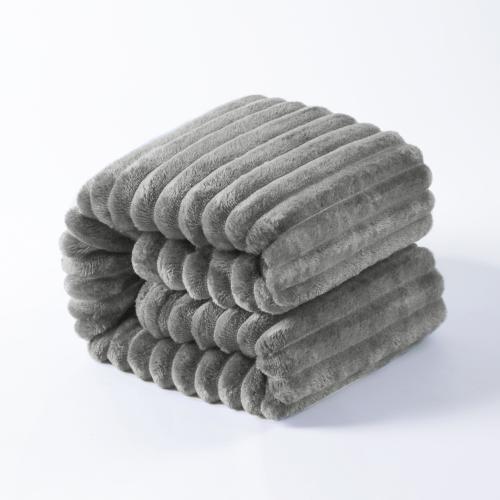 Ntbay Flannel Fuzzy Soft Warm Cozy Toddler Blanket, Fluffy Warm and Lightweight Reversible Stripes Design Baby Plush Blanket, 30" x 40", Gray
