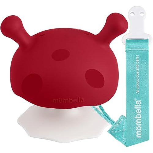 Baby Teething Toys for 3-12 Months+,Silicone Mombella Baby Teether with Suction Base,Soft & Easy to Grasp for Teething Relief,Safe & Comfortable Teether Toys for Sucking Needs,BPA Free (Red)