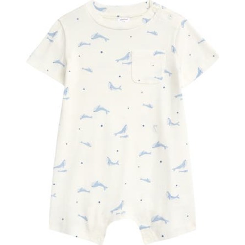 Star & Whale Print Cotton Pocket Romper