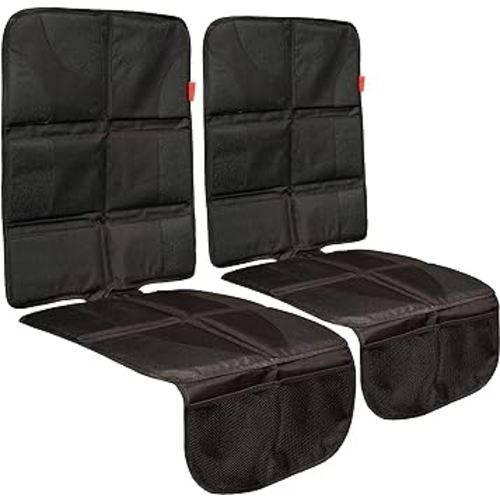 Lusso Gear Value Twin Pack Car Seat Protector, Thick Padding, 2 Mesh Storage Pockets, Waterproof, Protects Fabric or Leather Seats from Child Seats and Pets, Non-Slip Rubber Padded Backing