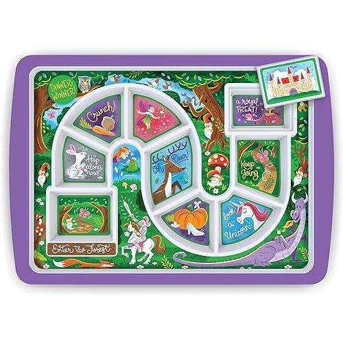 Genuine Fred Dinner Winner, Enchanted Forest Kid's Dinner Tray - Award Winning - Picky Eater Solutions for Kids and Toddlers - Fun Mealtime - Divided Sections - Interactive Design - Dishwasher Safe