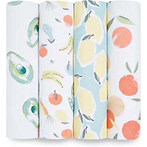 aden + anais Essentials Muslin Swaddle Blankets, Newborn Receiving Blanket for Swaddling, 100% Cotton Baby Swaddle Wrap, 4 Pack, Farm to Table