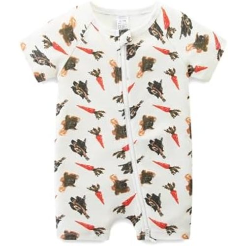 Gender Neutral Baby Clothes Cotton Short Sleeve Pants Double Zipper Footless Coming Home Outfit Boy Girl