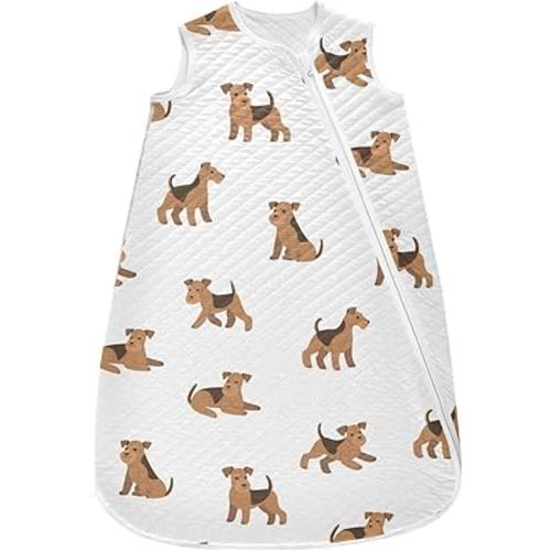 vvfelixl Baby Sleep Sack for 6-12 Months Cartoon Happy Airedale Terrier Dog Baby Wearable Blanket Zipper Swaddle Transition Sleeping Bag for Infant Baby Sleep Suit for Newborn Toddler