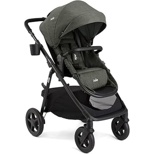 Joie Ginger 4-in-1 Convertible Pramette and Stroller, Height Adjustable seat, All-Wheel Suspension, Extra Storage – for Newborns and Toddlers (Evergreen)