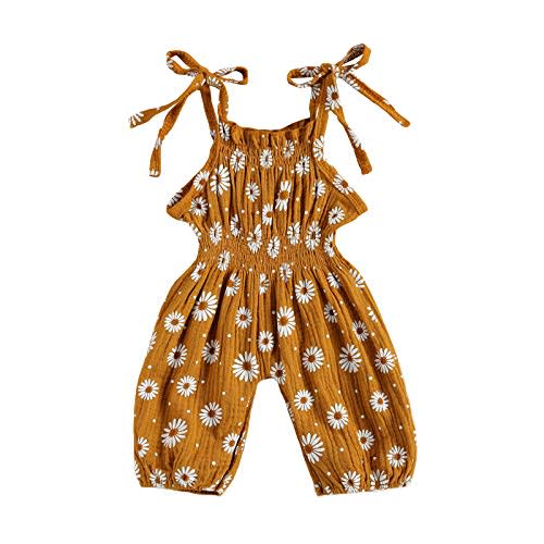 Summer One Piece Outfit Infant Baby Girl Romper Jumpsuit Sleeveless Halter Floral Bodysuit Clothes