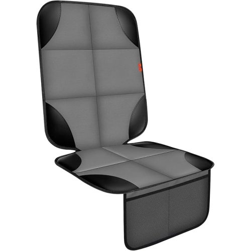 Car Seat Protector 1 Pack Car Seat Cushion Mat Thickest Padding,Waterproof 600D Fabric Car Seat Covers for Non-Slip Backing Mesh Pockets for Baby and Pet 1 Seat Protector Gray
