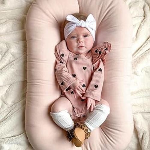 CooCooBaby Organic Infant Lounger, Baby Nest for Baby Girls & Boys, Newborn Essentials for Baby 0-12 Months, 100% Cotton