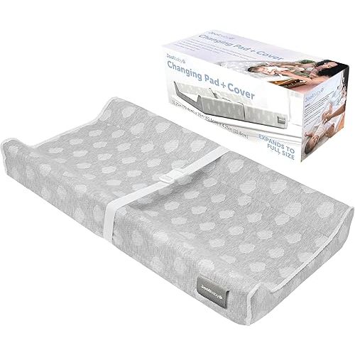 Jool Baby Changing Pad - Contoured, Waterproof & Non-Slip, includes a Cozy, Breathable, & Washable Cover (Gray)
