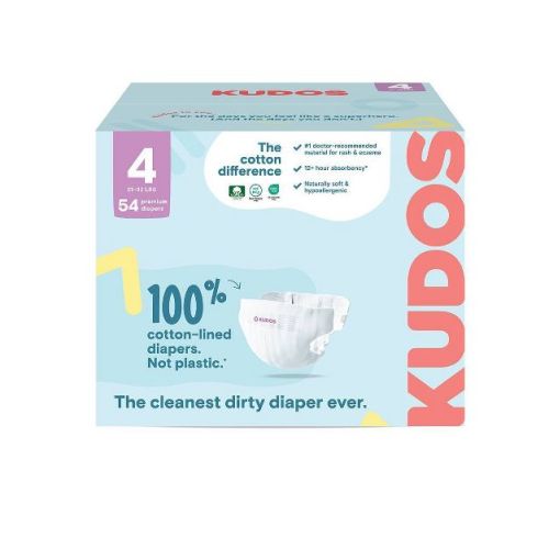 Kudos Chlorine Free Cotton-Lined Disposable Diapers - Size 1 - 76ct