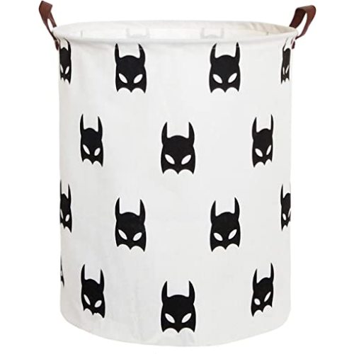 HIYAGON Large Sized Storage Baskets with Handle,Collapsible & Convenient Home Organizer Containers for Kids Toys,Baby Clothing (Black Bats)