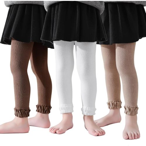 EPEIUS Baby Footless Tights Infant and Toddler Girls Cotton Ruffle Tights Kids Leggings Clothes Pantyhose 2/3 Pack