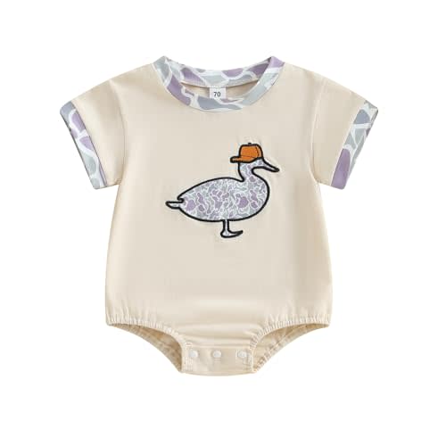 Santikisler Newborn Baby Boy Girl Summer Outfit Mallrd Duck Camouflage Bubble Romper Short Sleeve Bodysuit Jumpsuit Clothes
