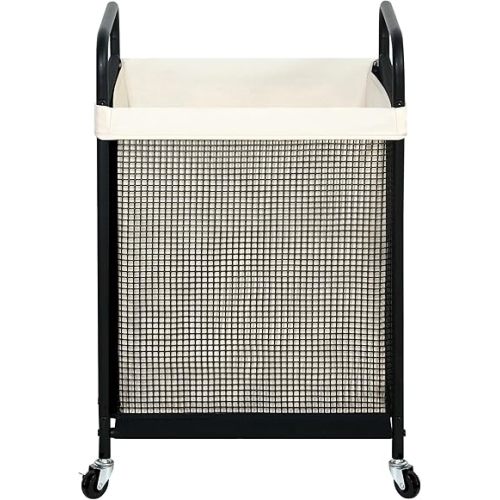 STO STO Laundry Hamper, 90L Rolling Laundry Sorter Cart with Removable and Washable Liner Bag, Rolling Clothes Hamper with Metal Handle for Laundry Room and Bedroom