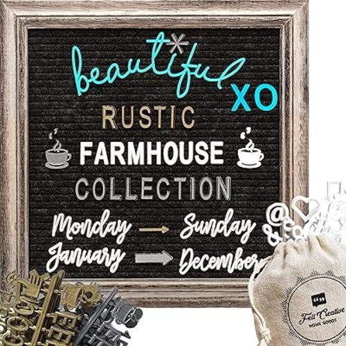 10x10 Wood Frame Changeable Letter Board Sign with Stand - Word Board with Letters Changeable - Announcement Board for New Baby, One Month Baby Sign with Letters to Change over 700 Felt Board Letters