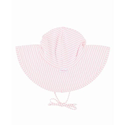 RuffleButts® Baby/Toddler Girls Pink Striped Seersucker Swim Hat - 3T-5