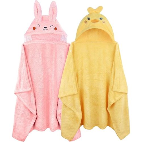 Toddler Bath Towel Hooded Kids Bath Towels for Toddlers 0-5 Years, 2-Pack Thick Absorbent Toddler Towels with Hood Baby Bath Towels, Large 50''x32'' Hooded Baby Towels with Hood for Girl