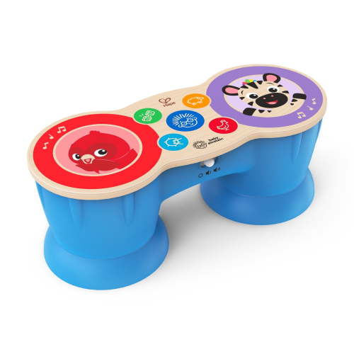 Baby Einstein & Hape Upbeat Tunes Magic Touch Wooden Drums Infant and Toddler Musical Toy, Unisex