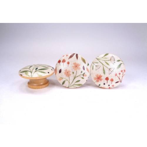 Meadow Floral Drawer Knobs, Nature Fabric Dresser Knobs, Botanical Decor, Sets