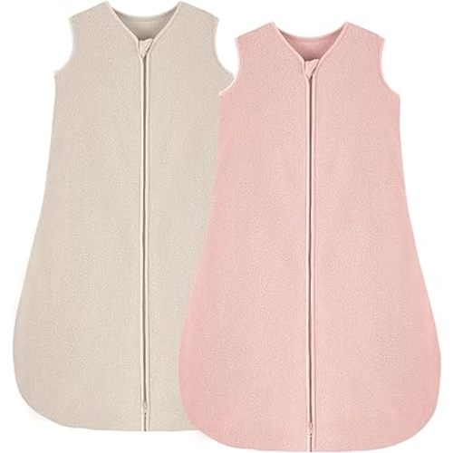 Looxii Fleece Baby Sleep Sack 0-6 Months 2 Pack 1.5 TOG Baby Wearable Blanket with 2-Way Zippers Soft Warm Toddler Sleeping Sack