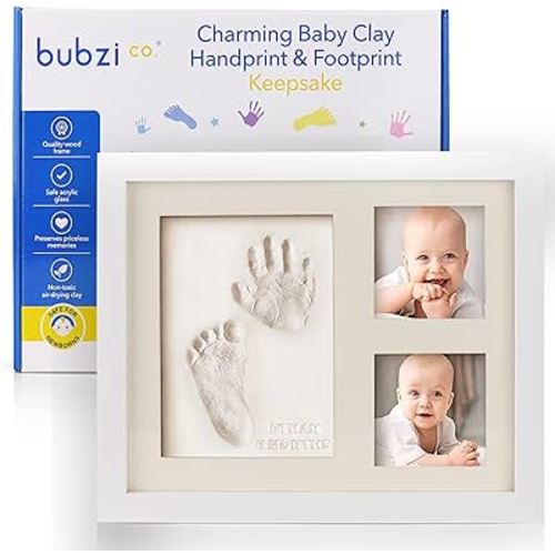 Bubzi Co Baby Hand & Footprint Kit - Baby Keepsake Frame First Mothers Day Gift for New Moms - Gift for After Birth Baby Footprint Kit - Newborn Essential Must Have Baby Shower Gift Baby Handprint Kit