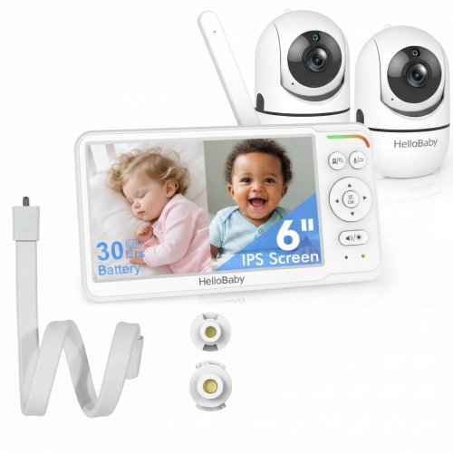 HelloBaby 6" Video Baby Monitor with 2 Cameras HB6560-2 +camera stands
