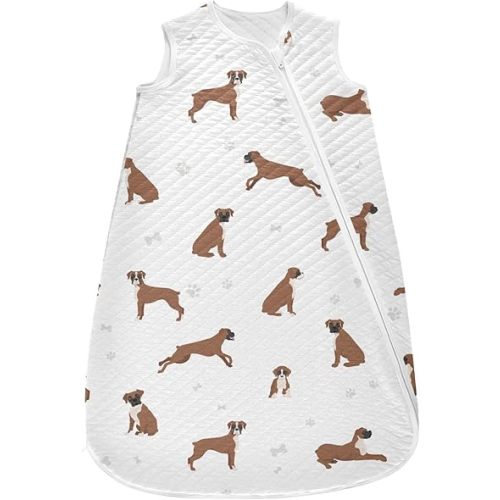 vvfelixl Unisex Boxer Dog White Baby Sleeping Bag,Baby Wearable Blanket,Toddler Sleep Sack,Sleep Suit for Infant Newborn Babies 0-6 Months