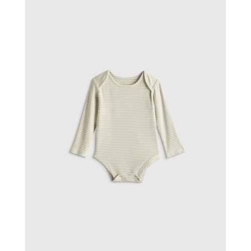 Softest Rib Long Sleeve Bodysuit in Grey Stripe